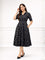 Women’s Black Polka Dot Cotton A-Line Dress | Collar Neck | Midi Length | Casual Wear