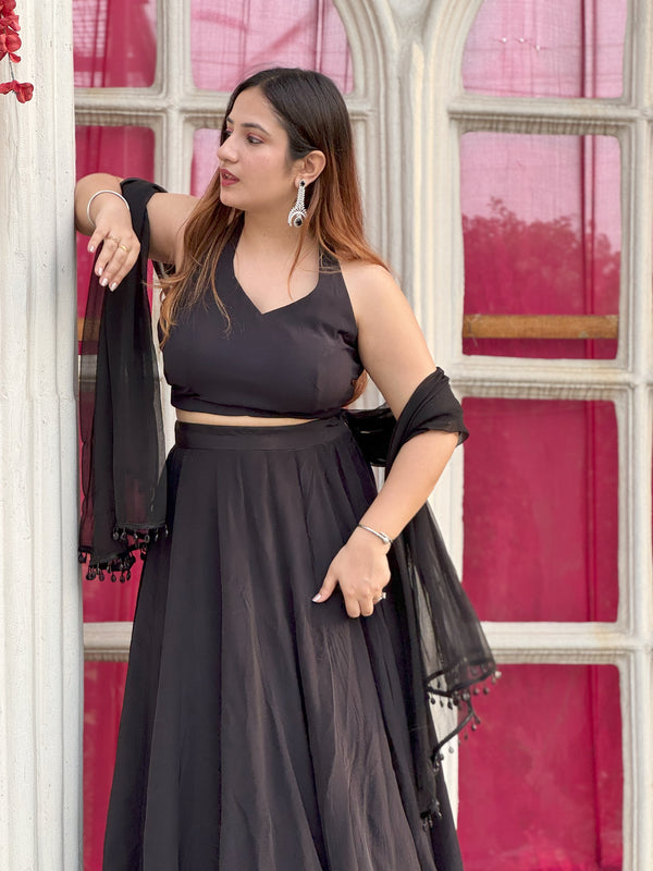 Elegant Black Gown with Intricate Golden Embroidery | Designer Evening Dress