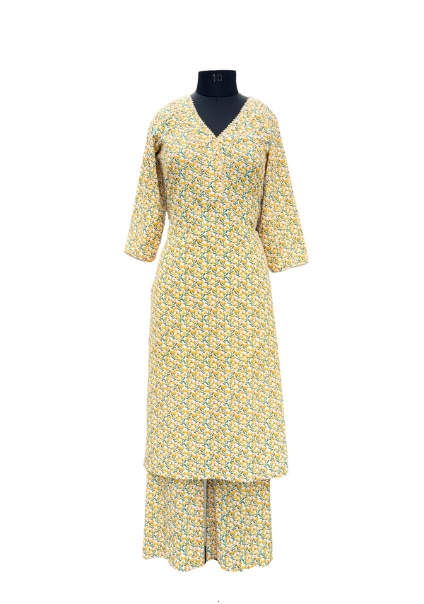 Serene Light Lavender Self-Patterned Cotton Co-ord Set with Dupatta