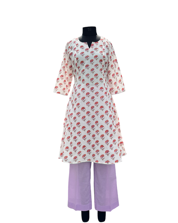 Comfortable Light Green White Floral Printed Kurta & Pant Set