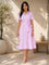 Diamond Drape Labels Women's Pink & White Striped Cotton Shirt Dress | Midi Dress with Waist Tie Belt | Short Sleeve Casual Office & Summer Wear